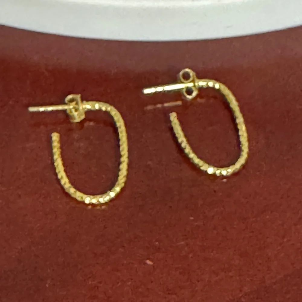 Argento Vivo Women’s Sterling Silver Gold Textured Hoop Earrings